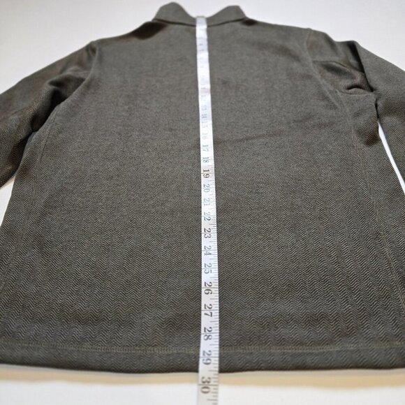 Landway Kodiak Herringbone Quarter Zip Sweater Knit Fleece Medium Mens Black Tan - Picture 8 of 8